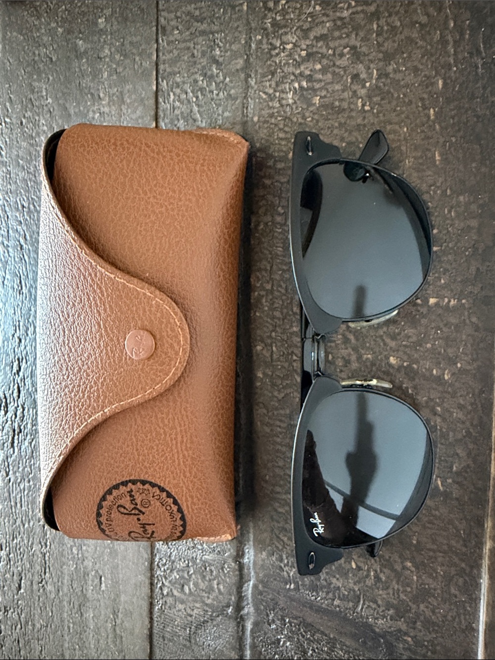 Ray-Ban Black Sunglasses with Brown Leather Case